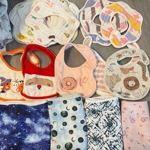 Assorted Baby Bibs and Burp Cloths Set